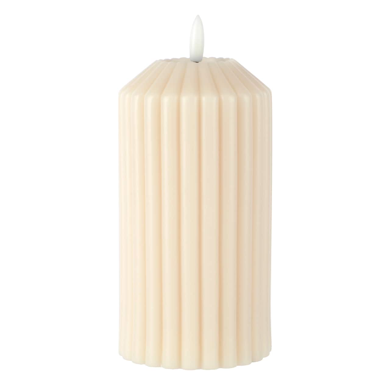 6" Ribbed Wax LED Pillar Candle by Ashland®